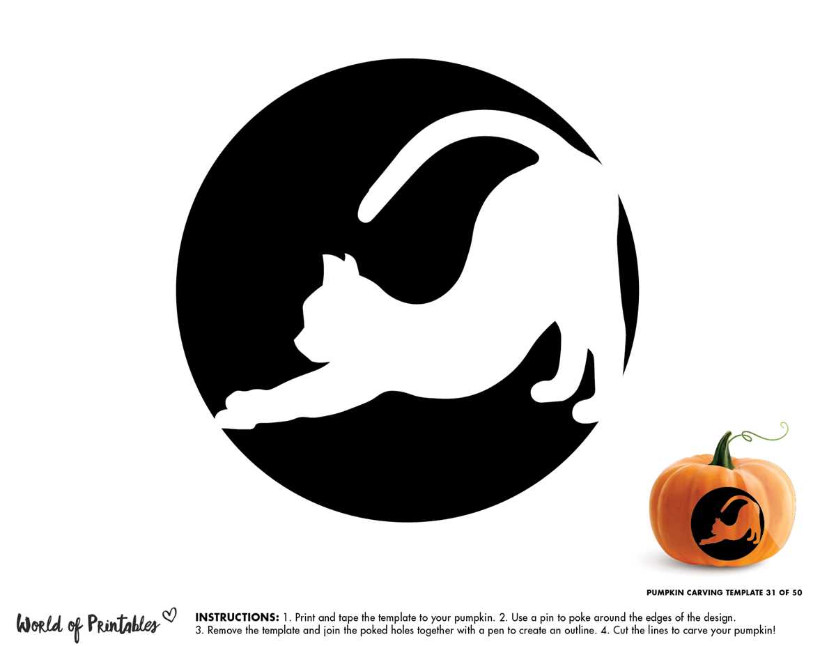 free printable cat pumpkin stencil