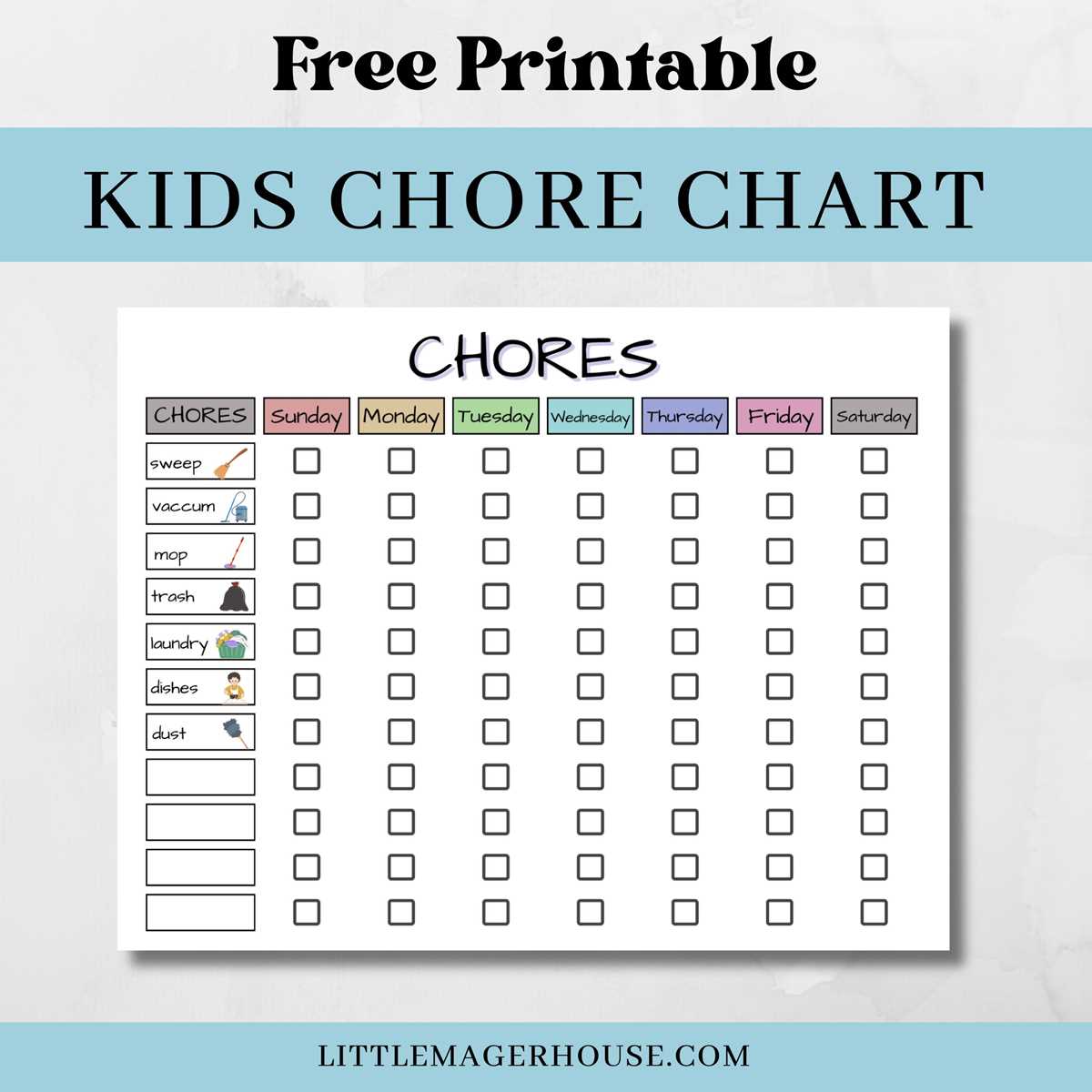 childrens chore chart printable