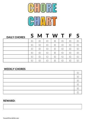 childrens chore list printable