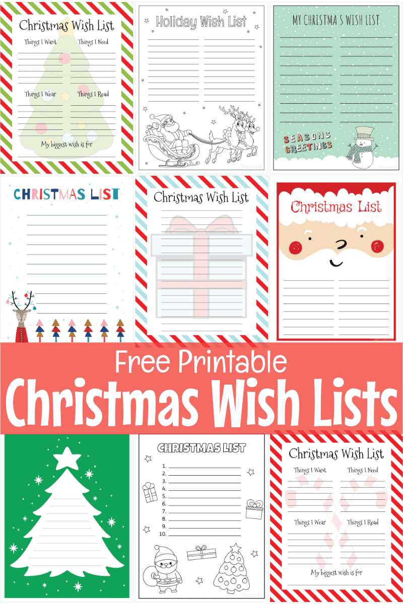 christmas list printable free