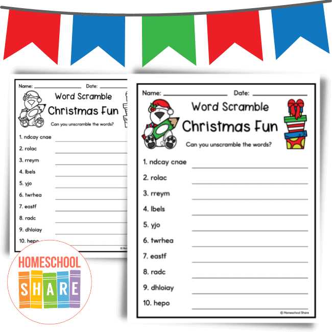 christmas printable word scramble