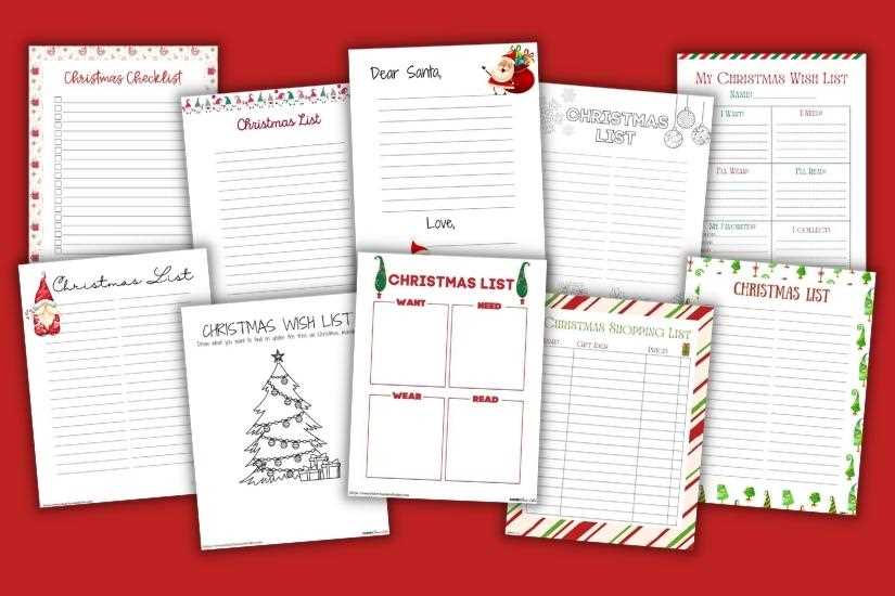 christmas shopping list printable free