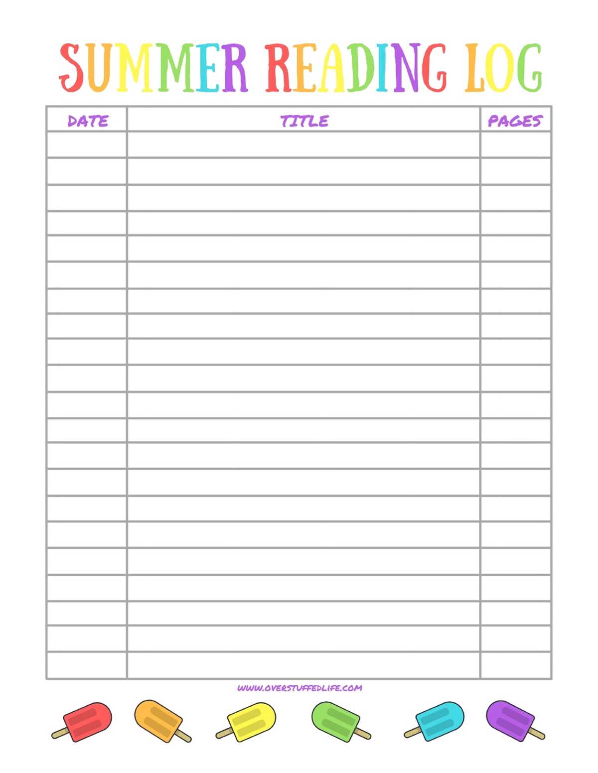 printable reading log for kids