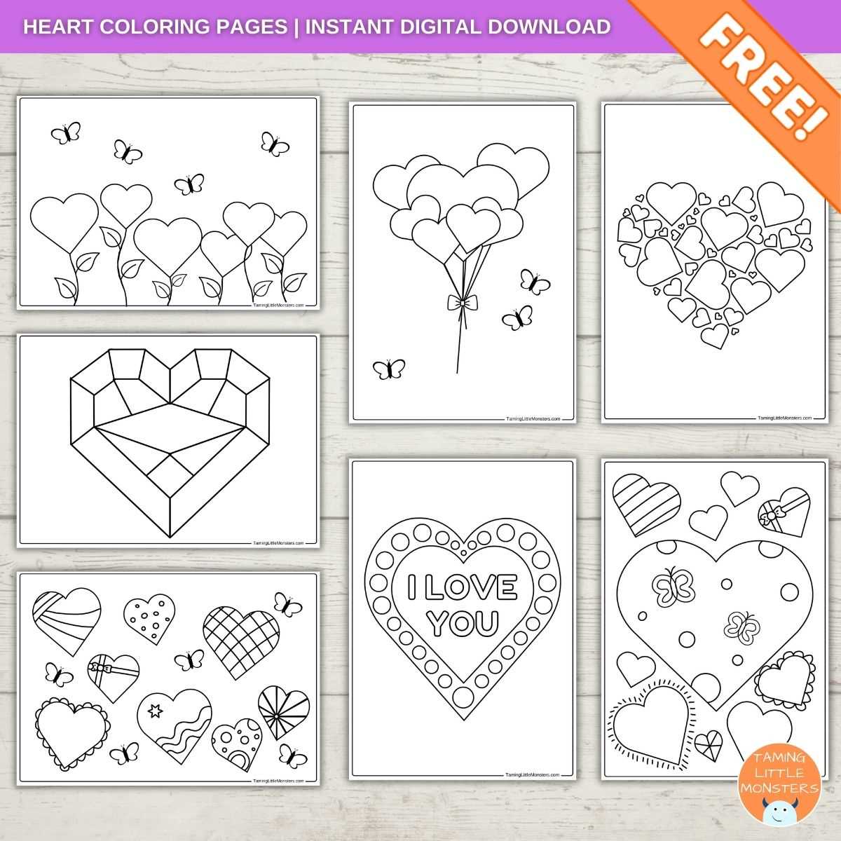 colored heart printables