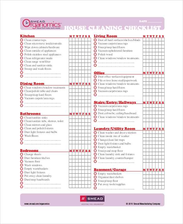 commercial cleaning checklist printable