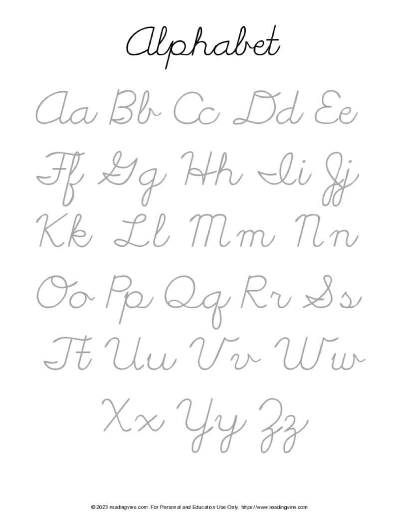 cursive letters alphabet printable