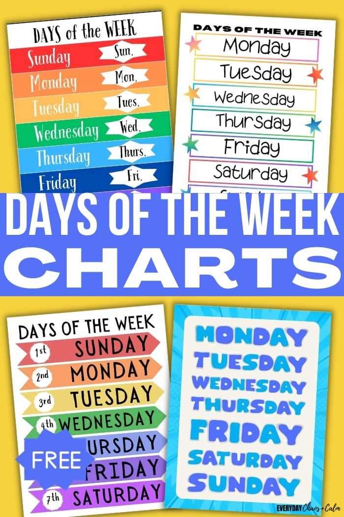 days of the week chart free printable