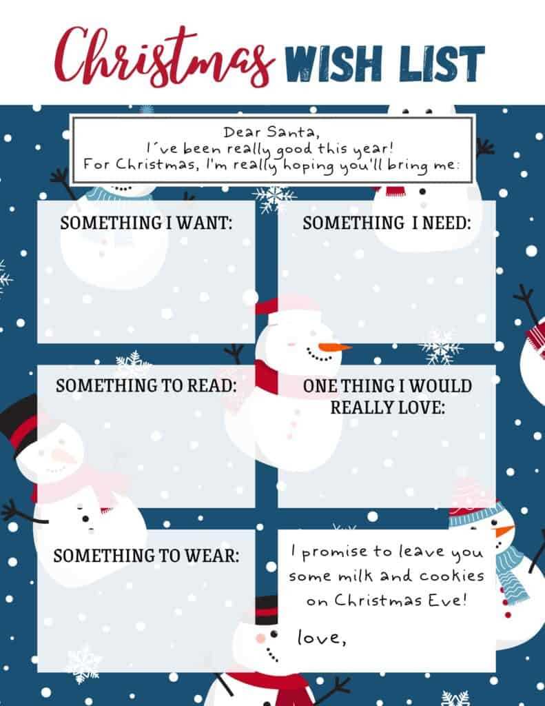 free printable christmas wish list for adults