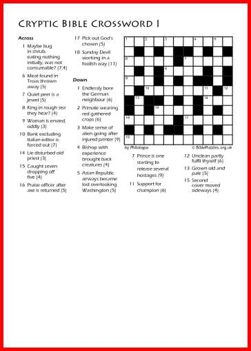printable cryptic crossword puzzles