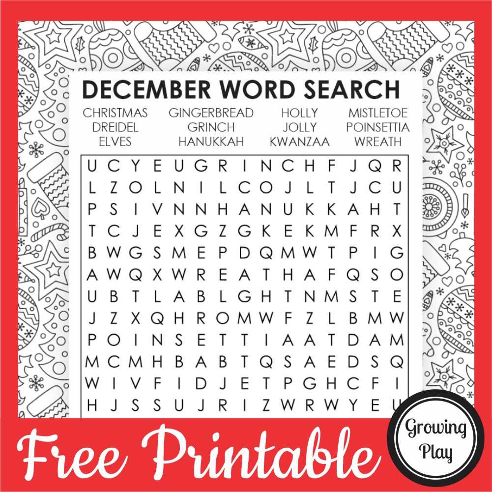 december word search printable