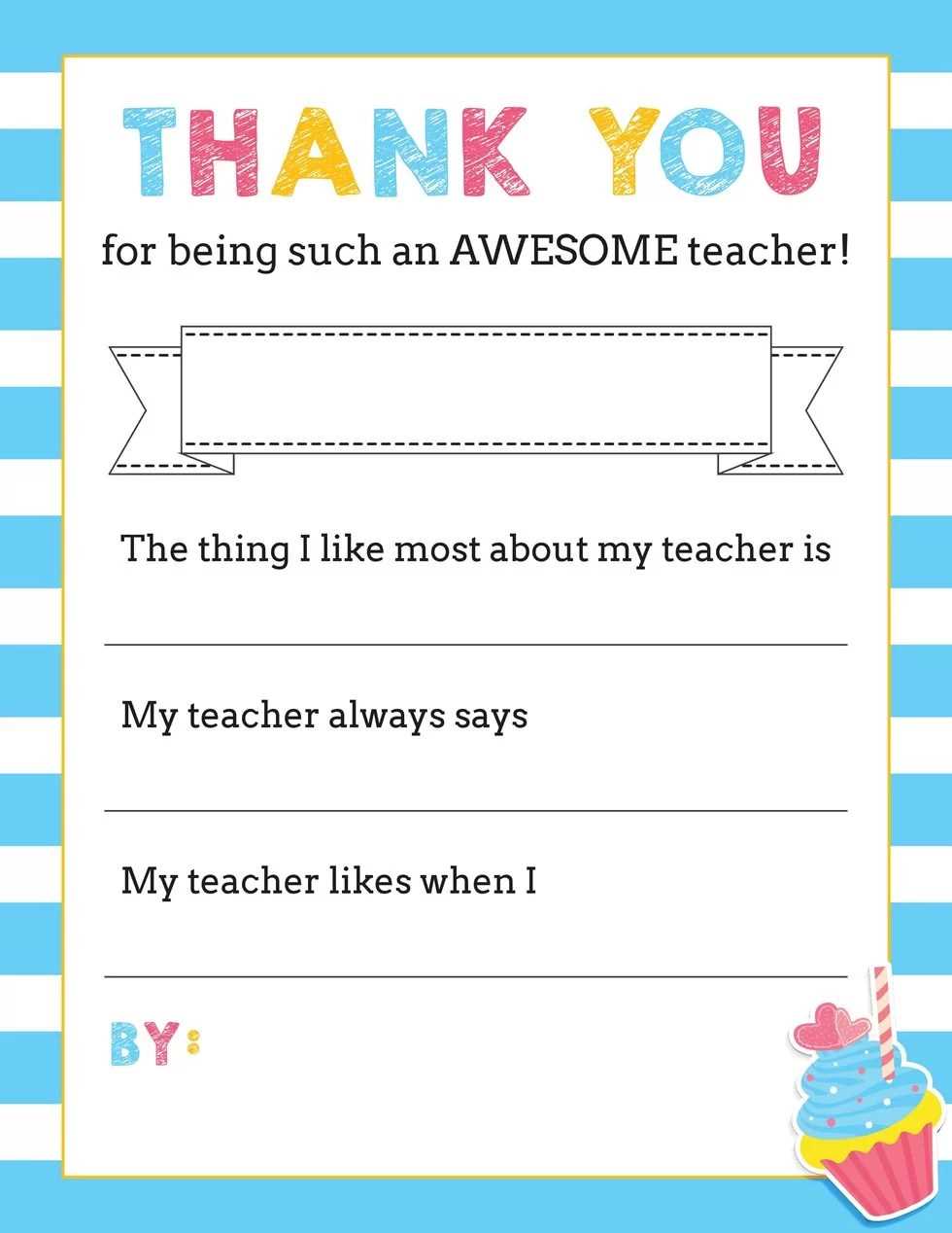 free printable thank you cards for teachers from students