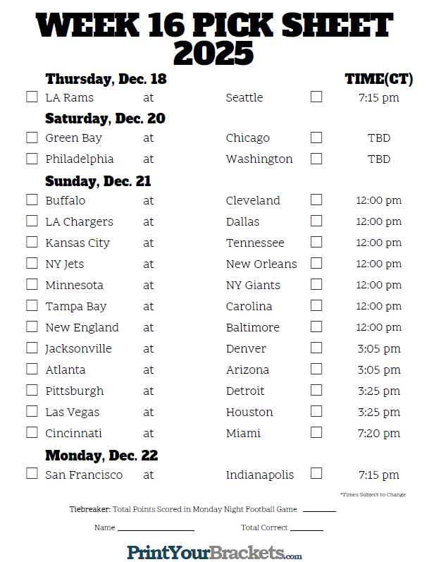 week 16 nfl printable schedule