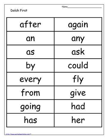 printable dolch word list
