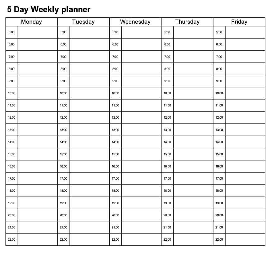 printable time blocking template