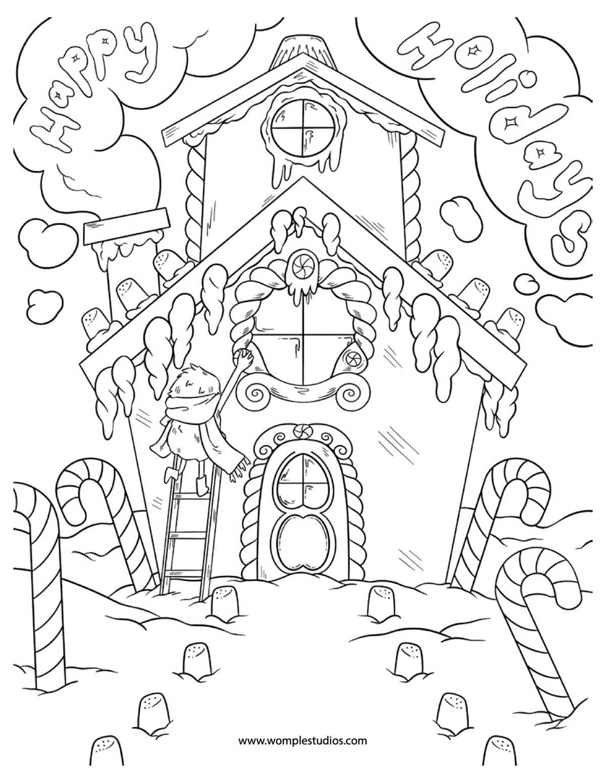 printable gingerbread house coloring pages