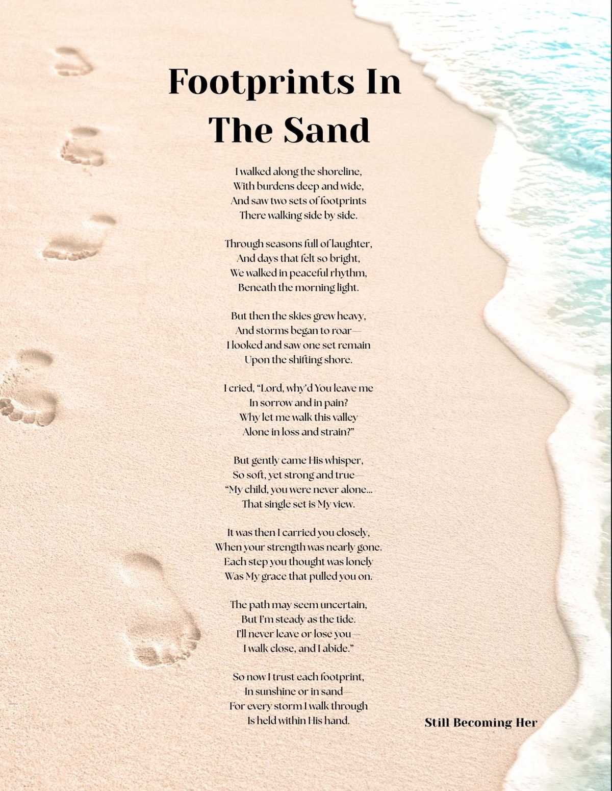 footprints poem printable free