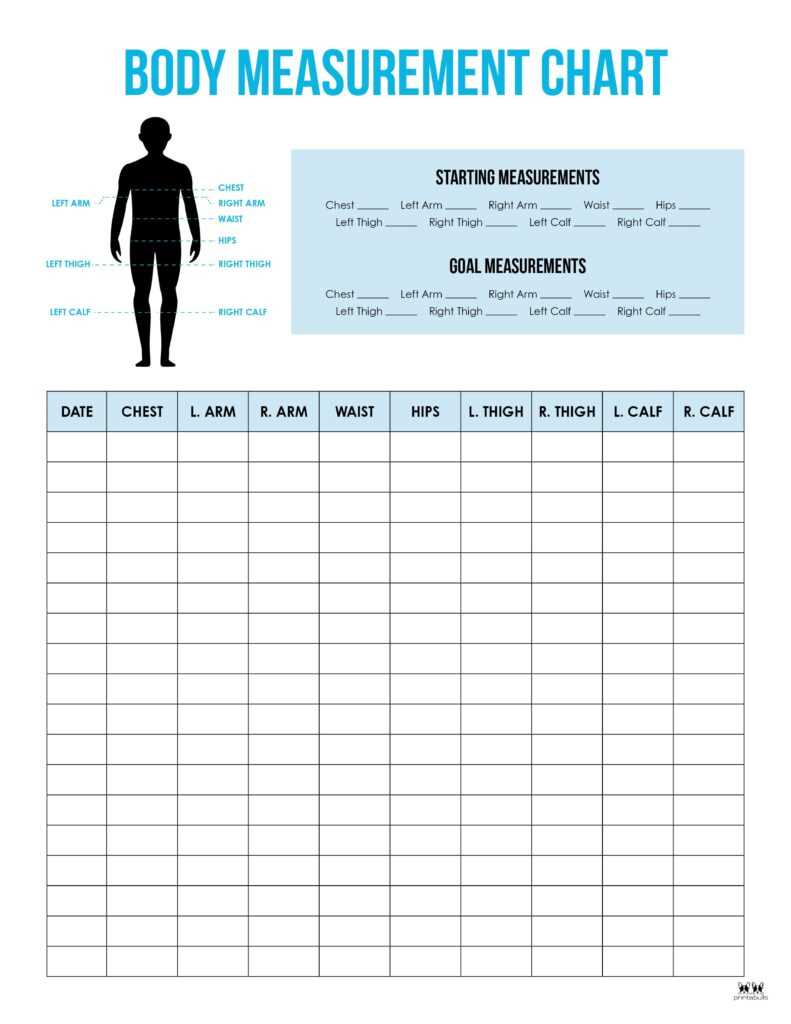 printable body measurement tracker