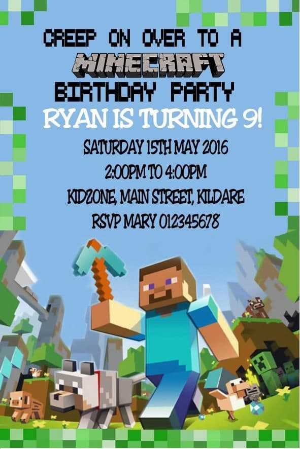 minecraft party invitations printable
