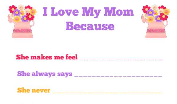 i love my mom because printable