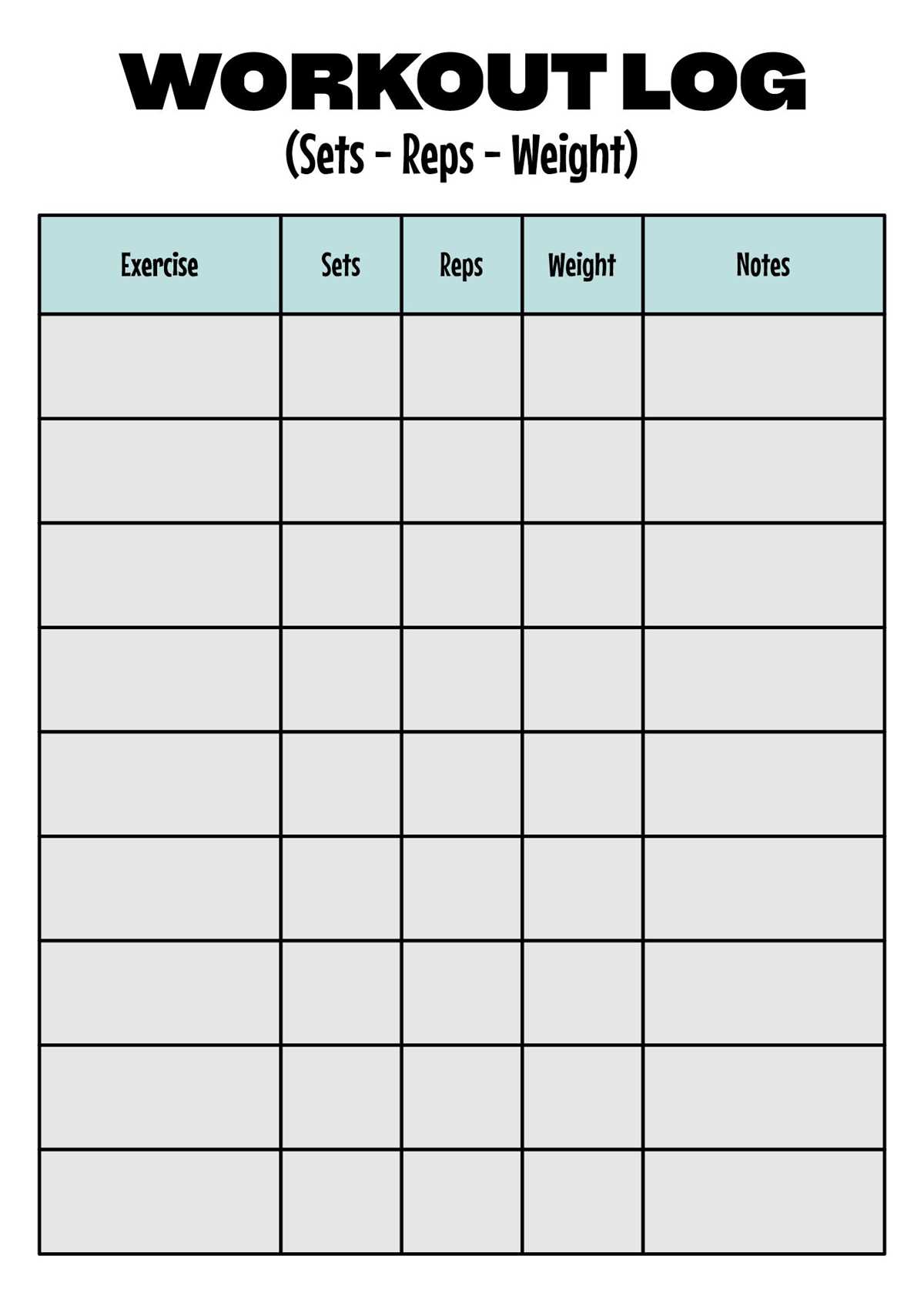 exercise log template printable exercise log template printable