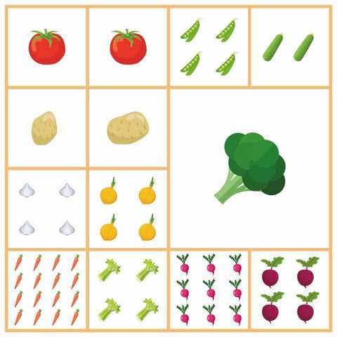 printable square foot gardening spacing chart