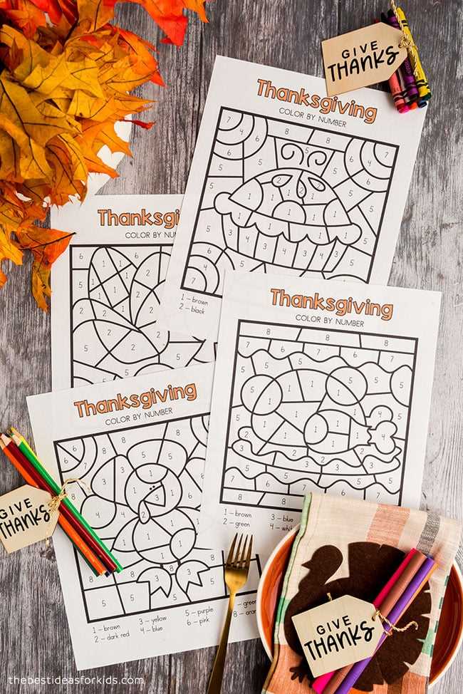 thanksgiving color by number free printables