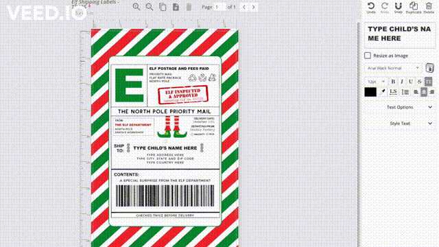 fake shipping label from north pole printable