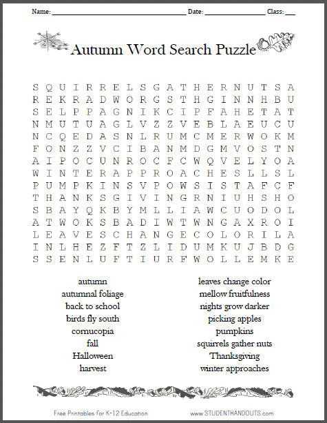 fall word search printable free fall word search printable free
