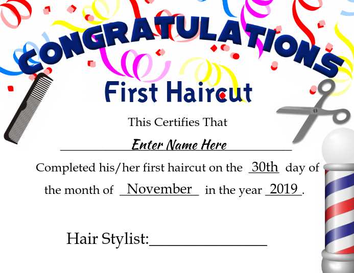first haircut certificate printable free