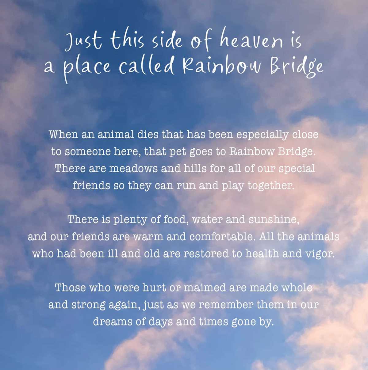 free printable rainbow bridge poem printable