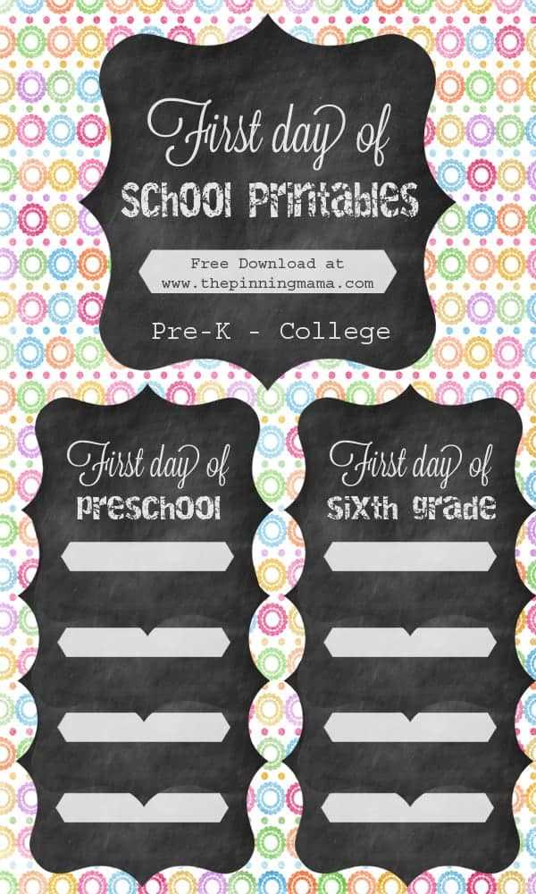 first day of pre k sign free printable