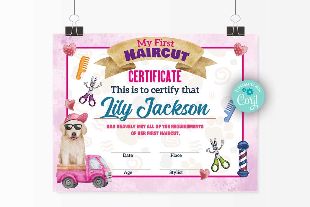 first haircut certificate printable free
