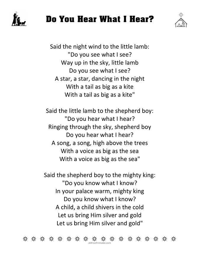 printable christmas lyrics songs