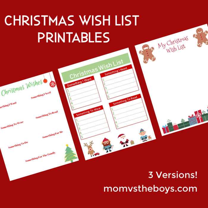 printable christmas wish list