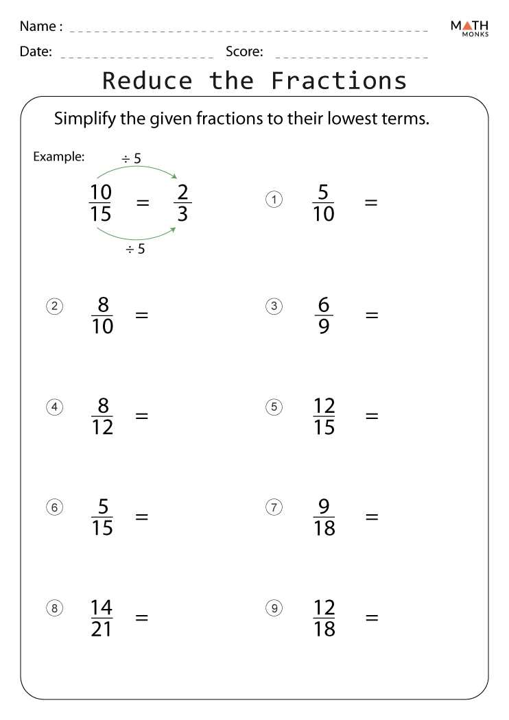fraction printable worksheets