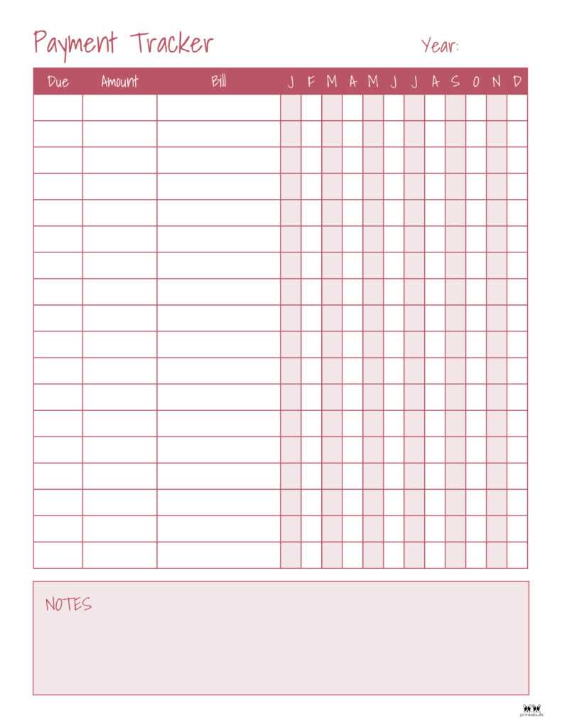 free bill tracker printables