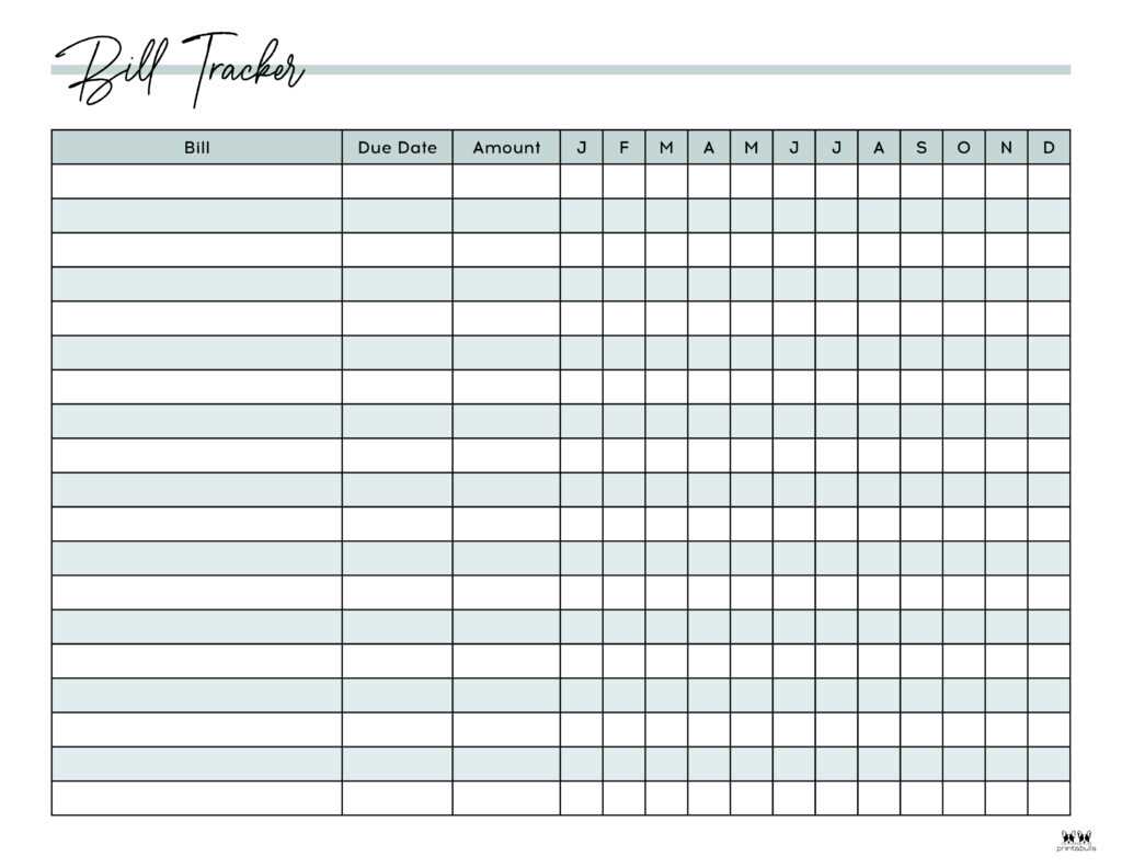 free bill tracker printables