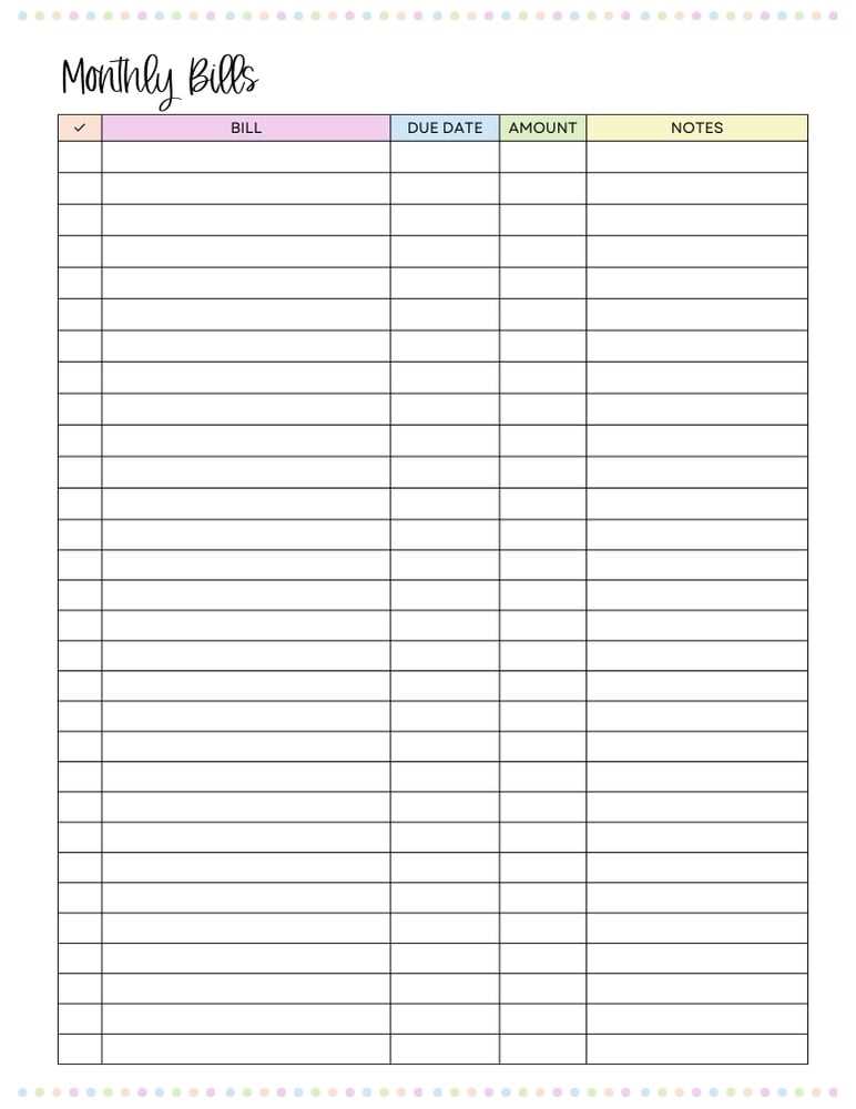 free bill tracker printables