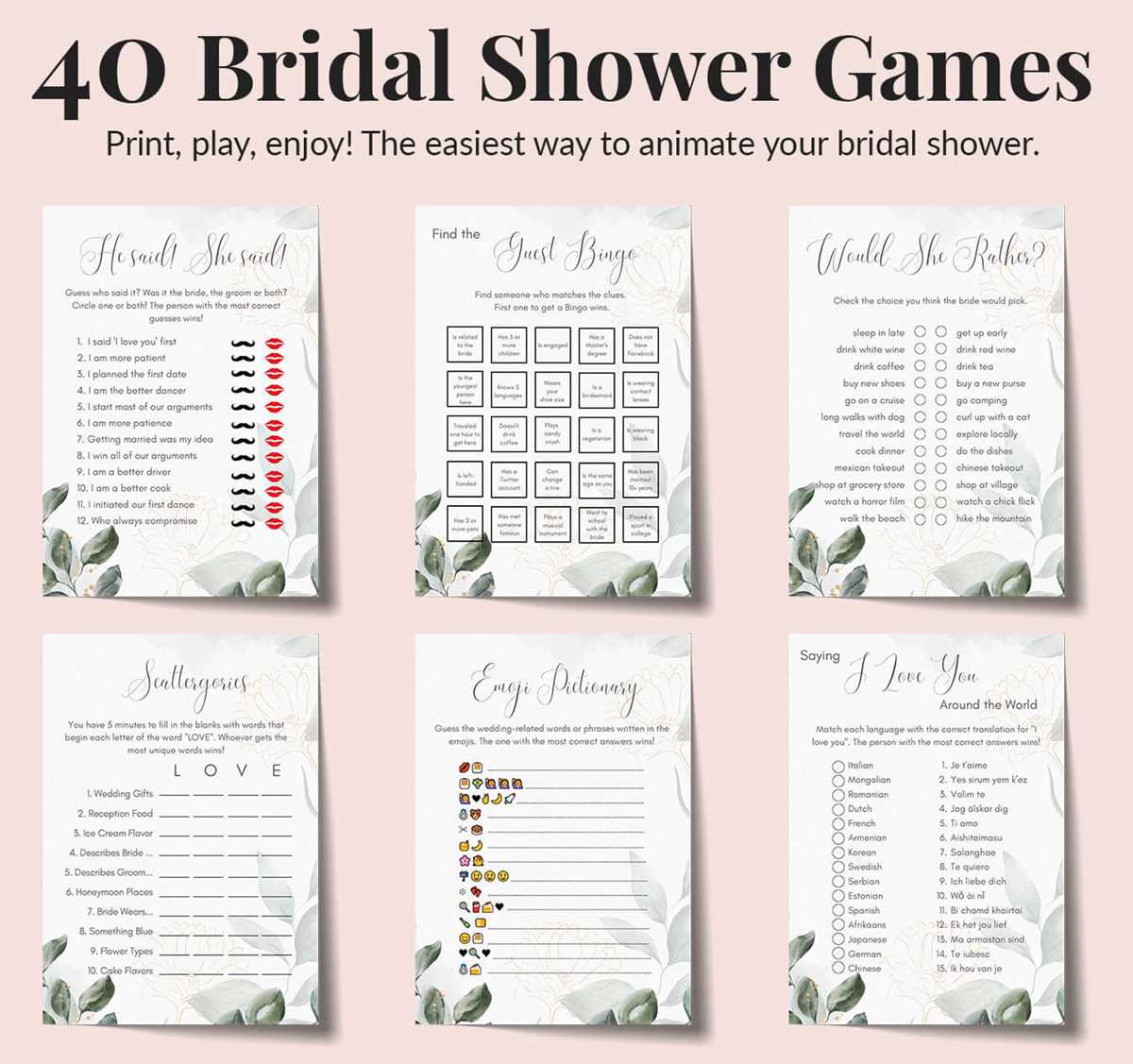 free bridal shower printables
