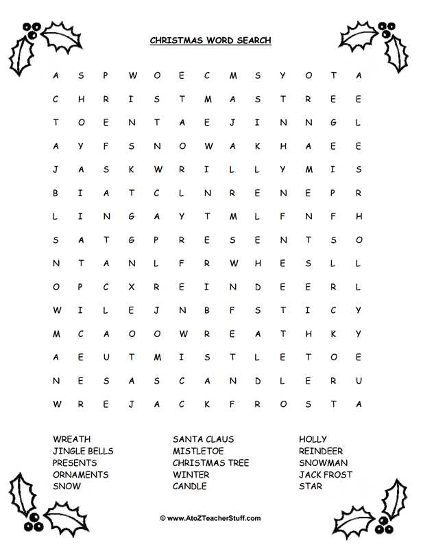 free christmas word searches printable