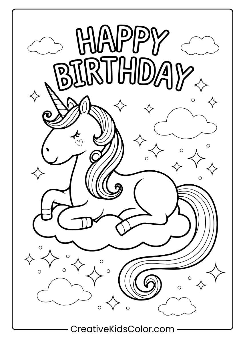 free coloring printable birthday cards
