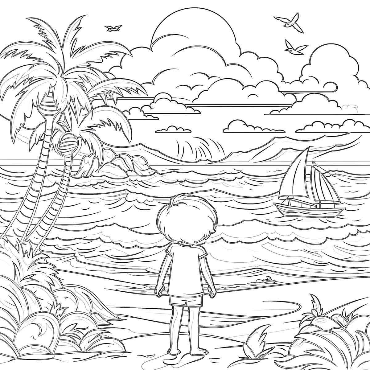 free printable beach summer coloring pages