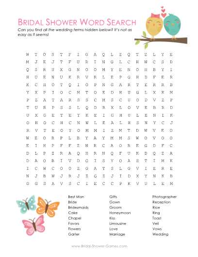 free printable bridal shower word scramble