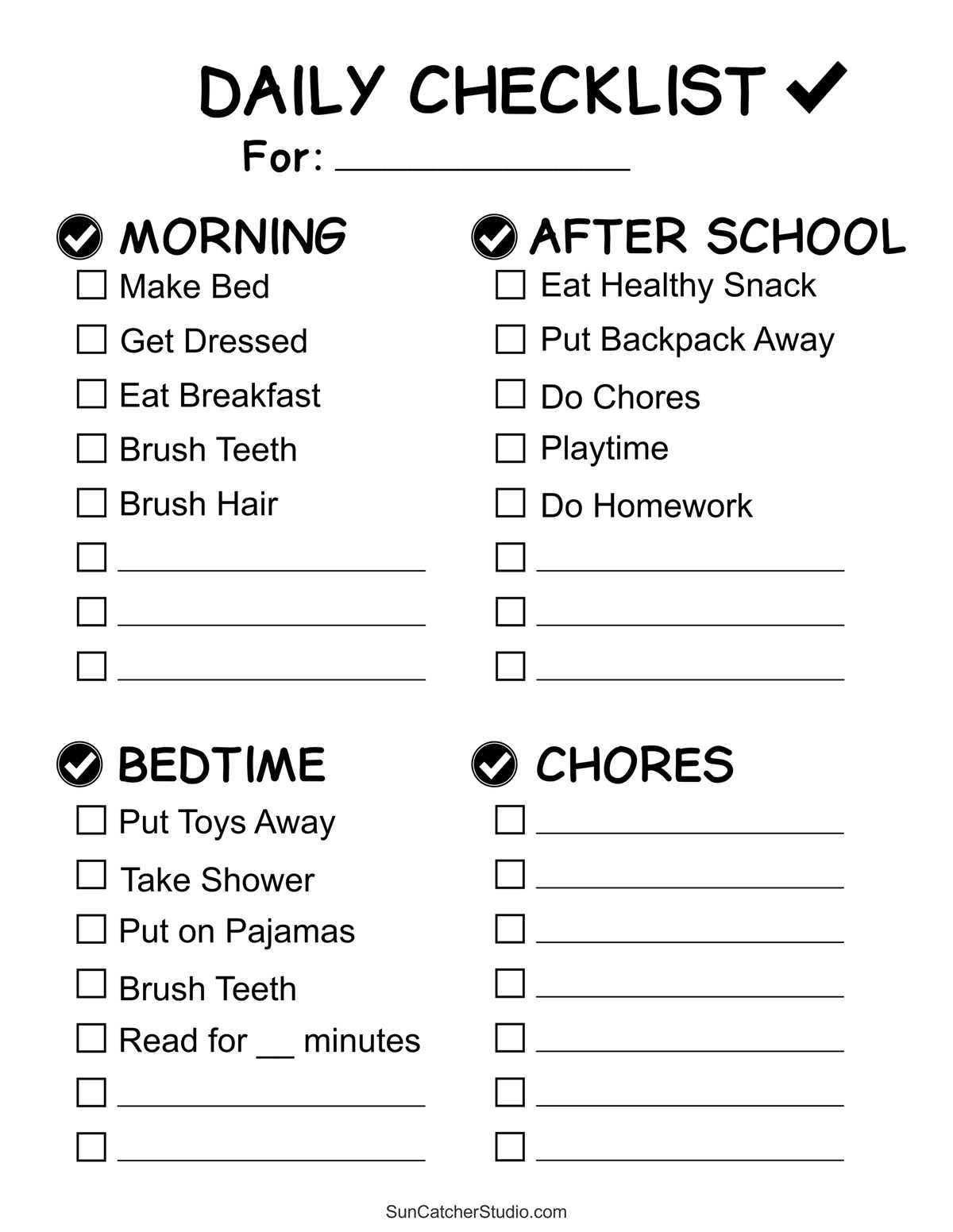 free printable chore list chart