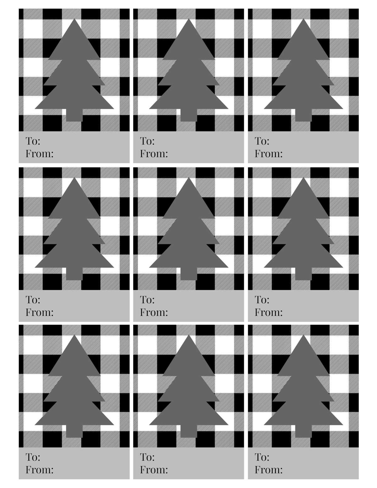free printable christmas tags black and white