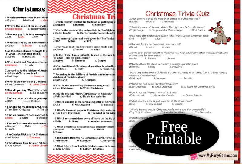 free printable christmas trivia with answers