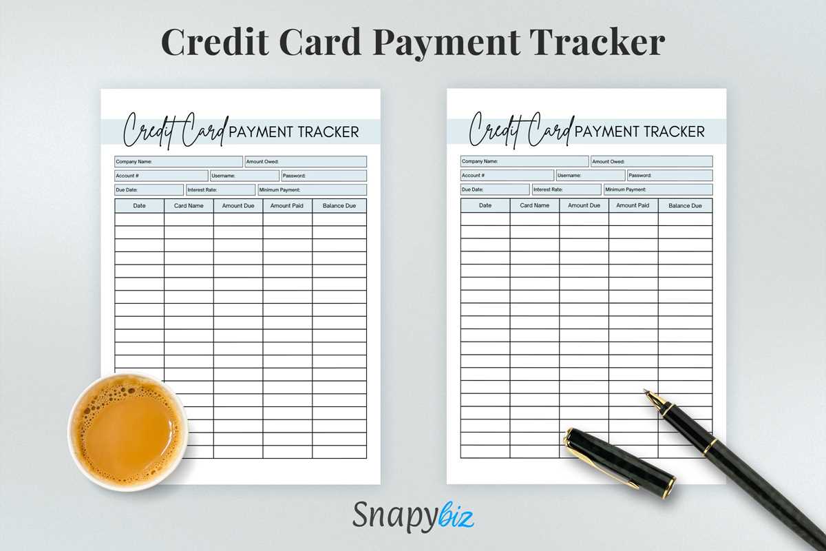 free printable credit card payment tracker