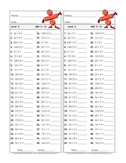 free printable division chart