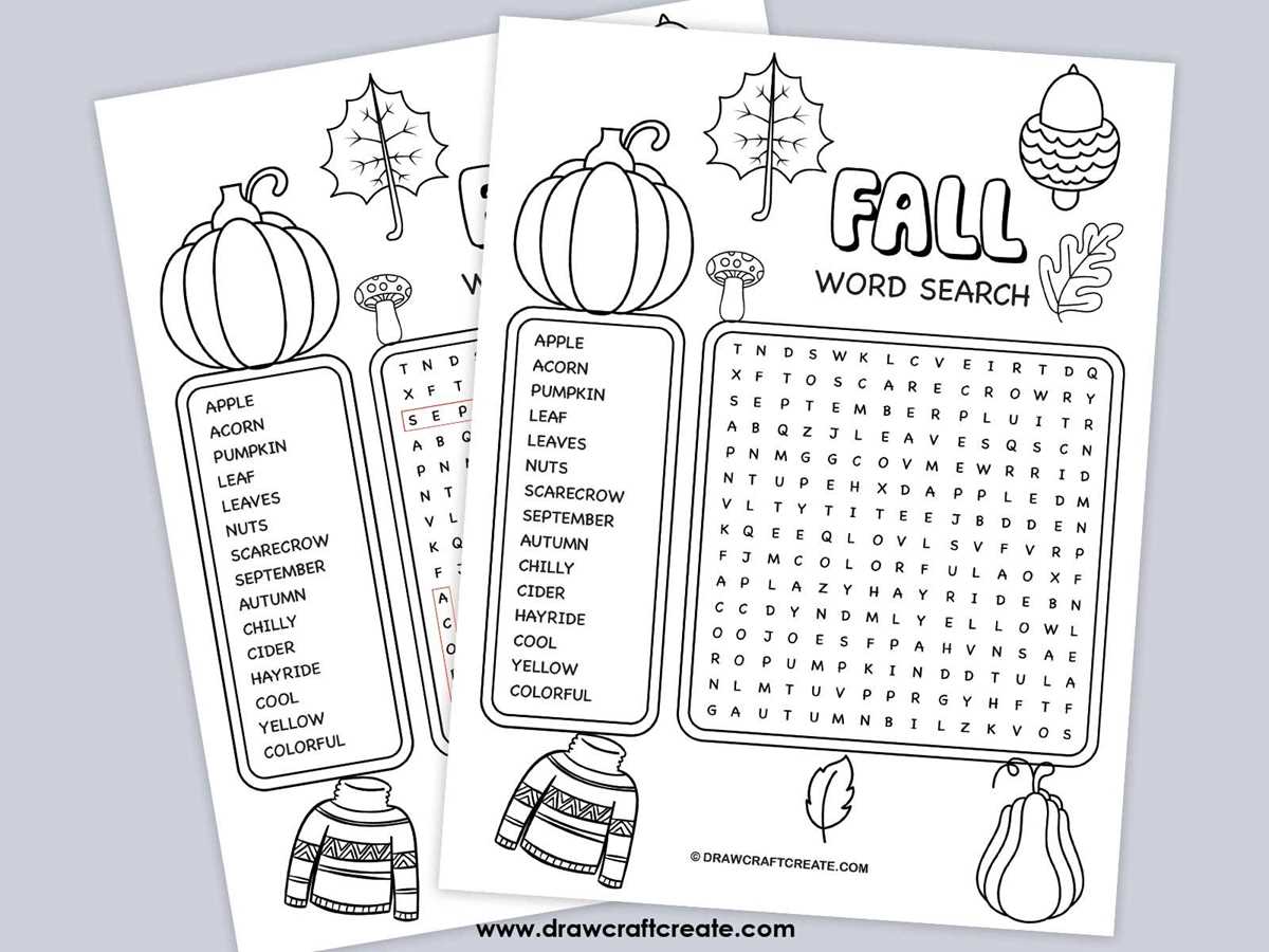 free printable fall word search