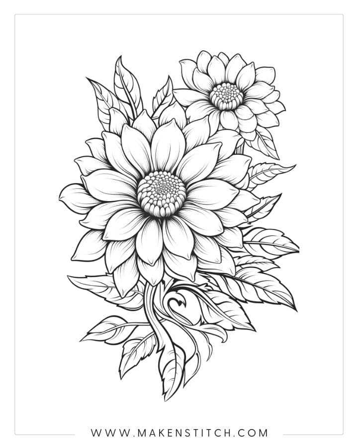free printable flower coloring pages